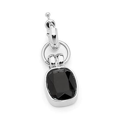 Interchangable Jewellery - Black Glass Stone in Imitation Silver